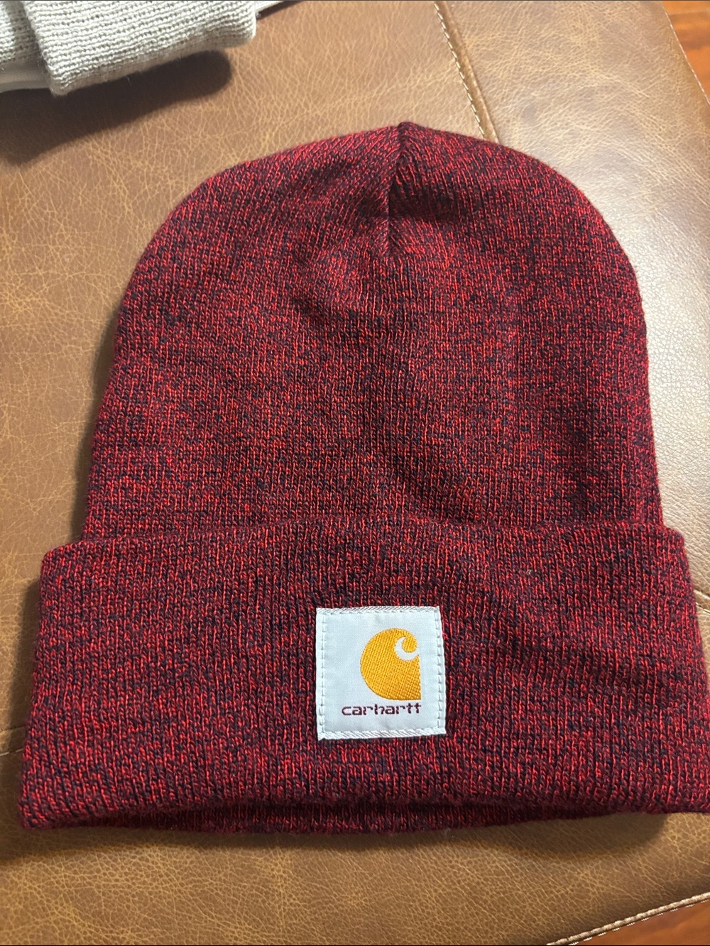 Carhartt Marled Red & Black Cuffed Knit Beanie